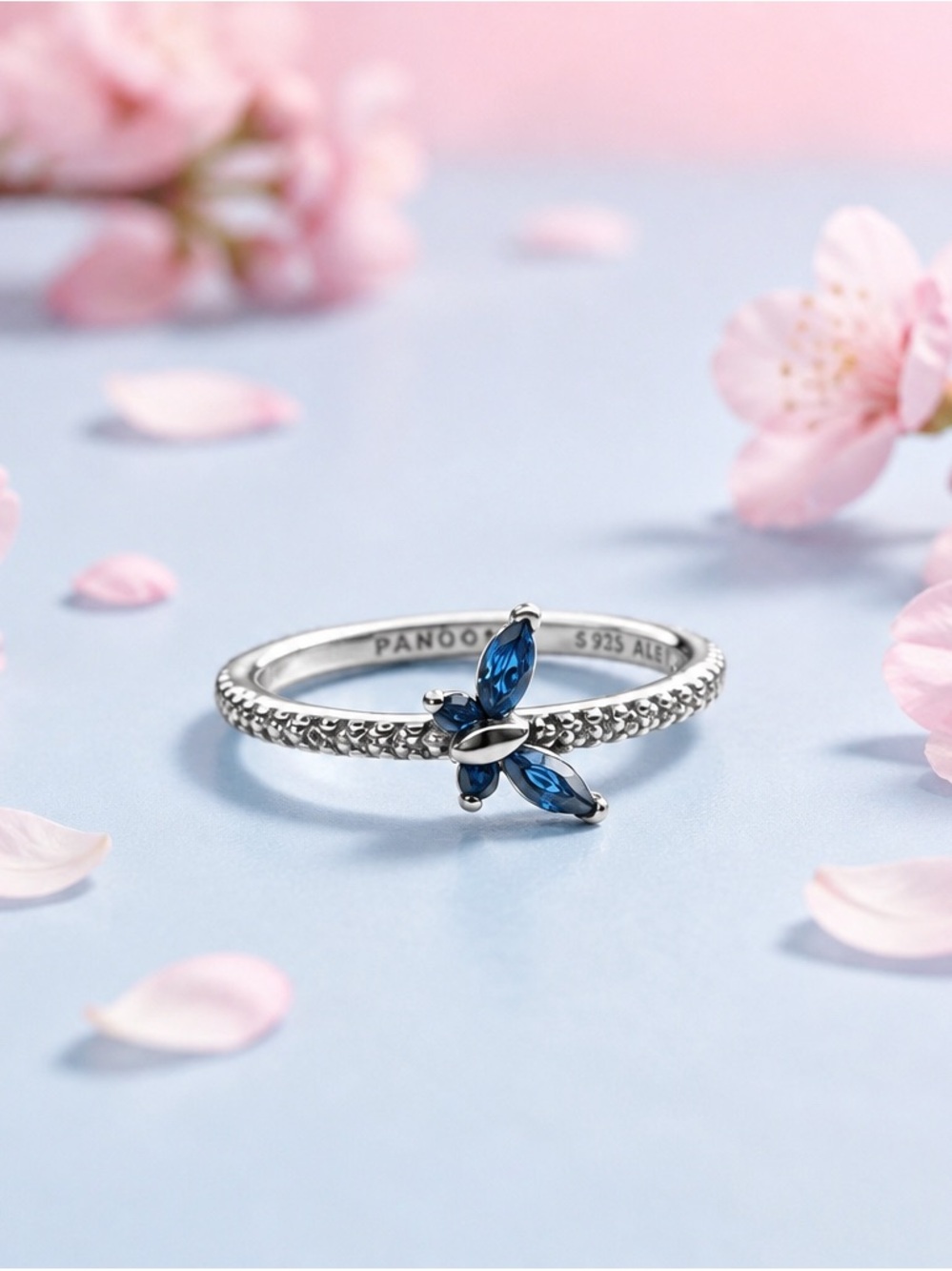 Pandora Sterling Silver Blue Butterfly Ring new with out tag size 7